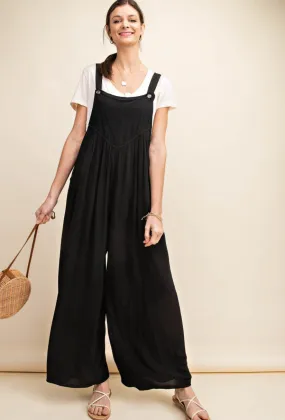 Black Wide Leg Overall Jumpsuit