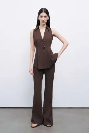 Brown Flared Pants
