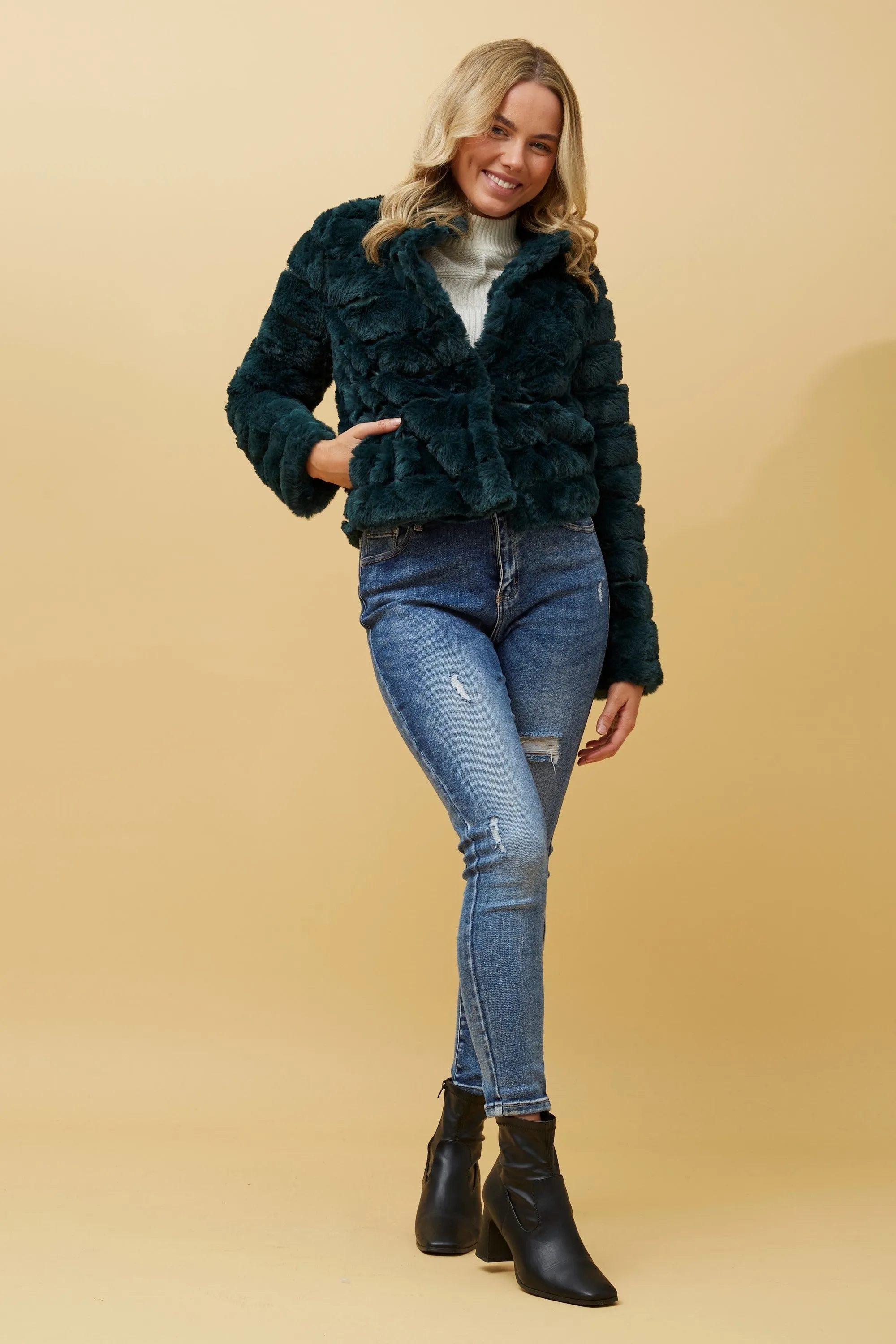 Caroline Morgan Faux Fur Jacket