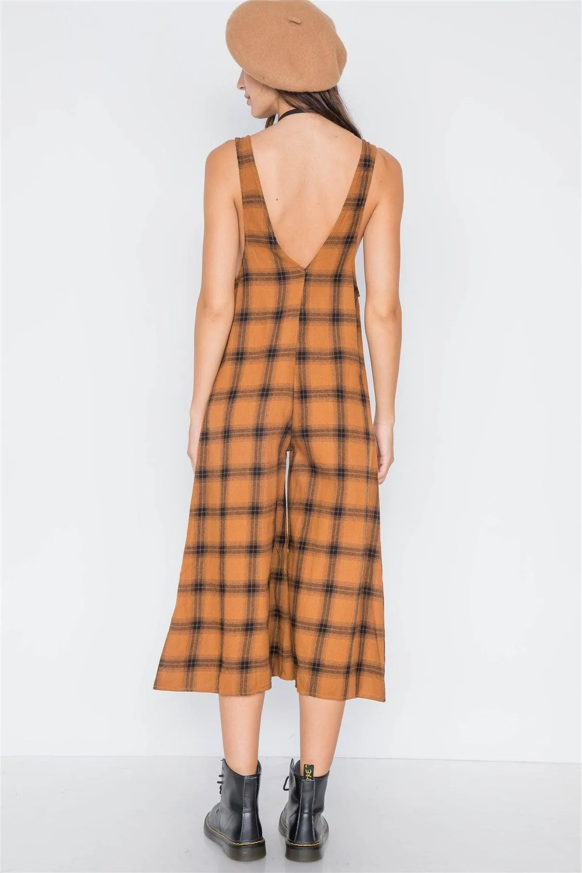 Cooper Plaid Wide Leg Overall Jumpsuit /3-2-1
