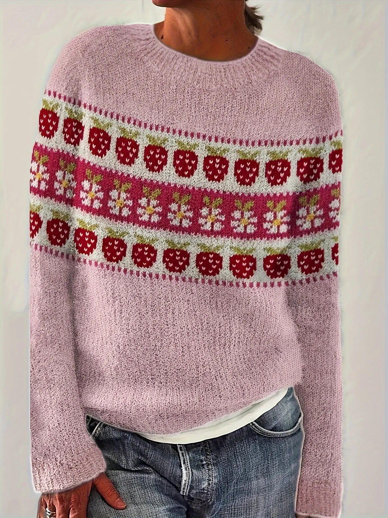 Cornelia | Casual Pullover mit Erdbeermuster