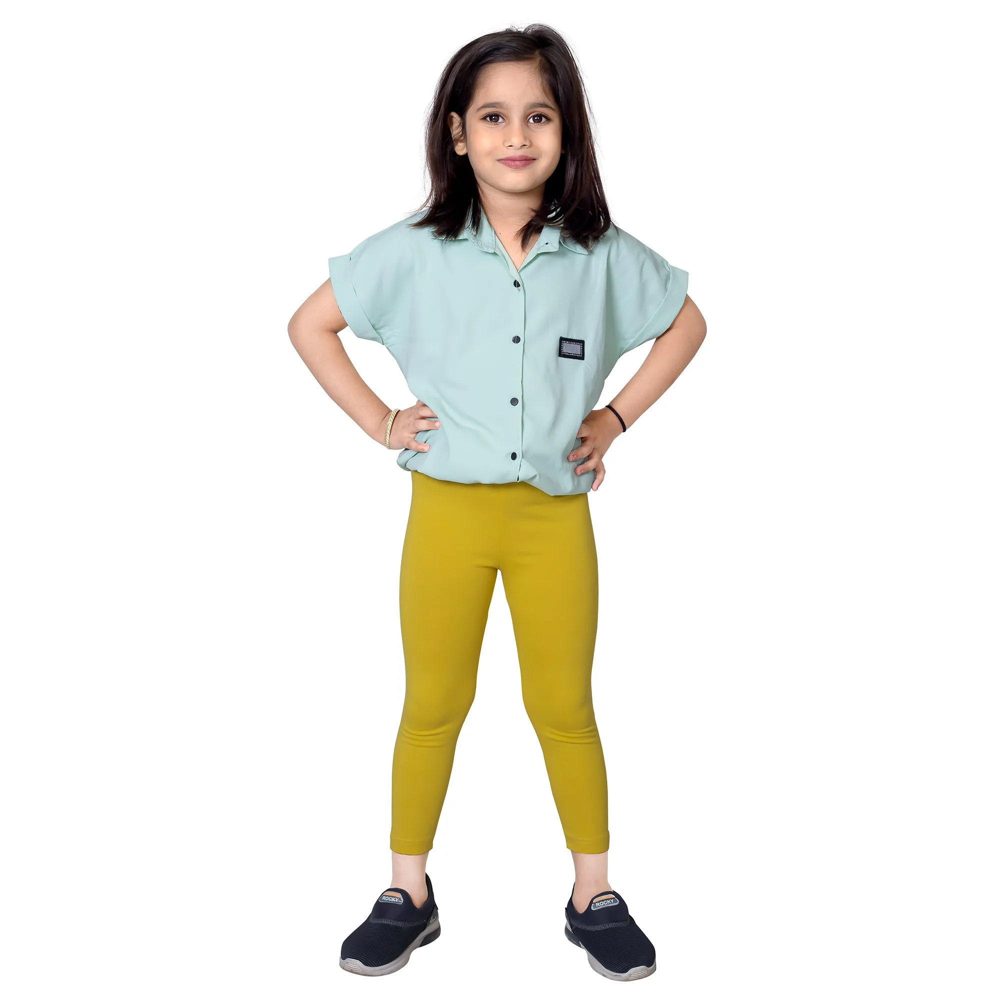 Girls Dull Lemon Ankle Length Legging