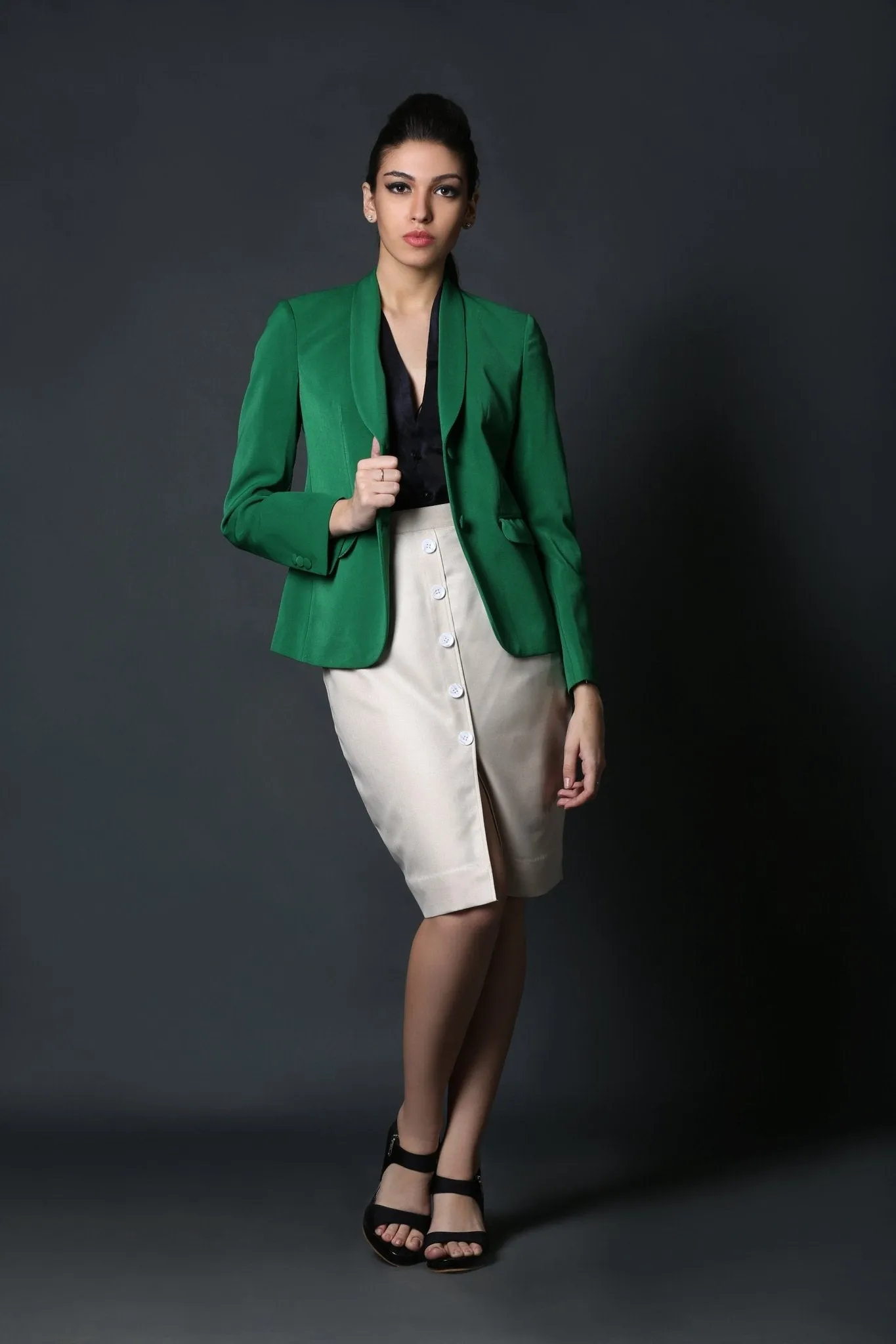 Green Shawl Collar Blazer