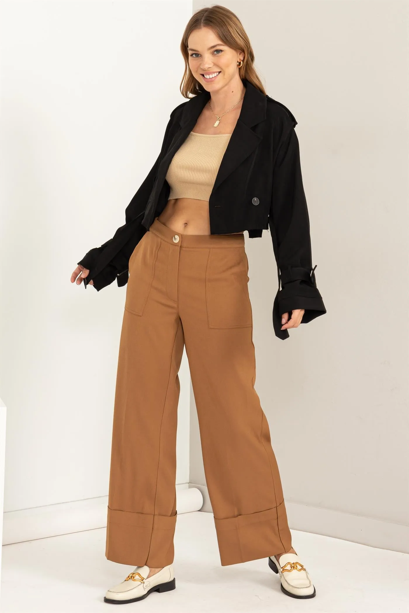 HF24C778-Cropped Trench Coat