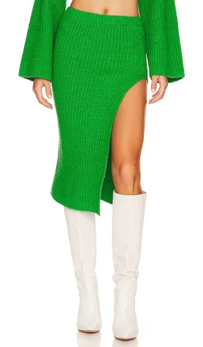L'Academie Sachiye Knit Midi Skirt in Green