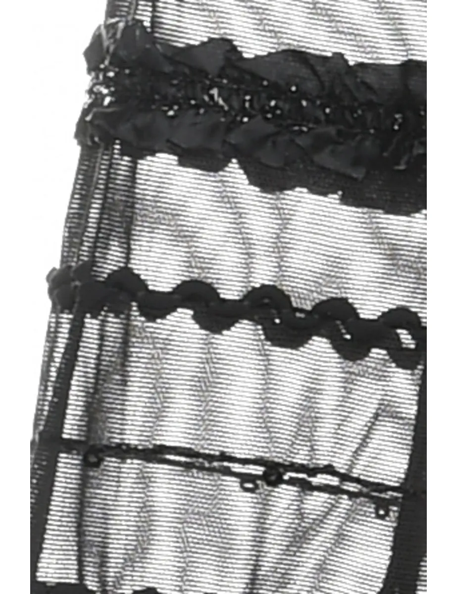 Lace Sheer Frilled Cropped Evening Jacket - S