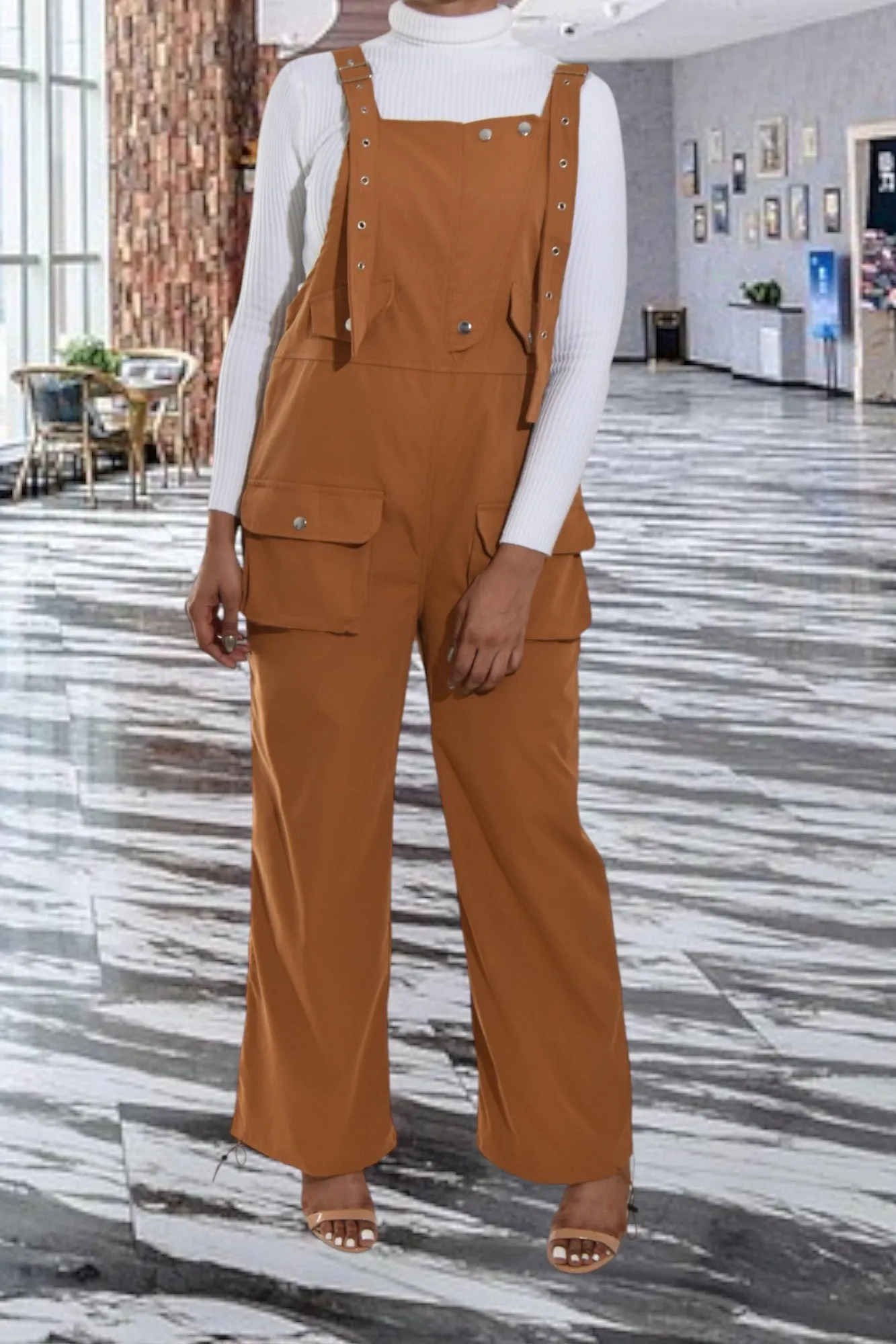 Ladies Brown Overall Jumpsuit