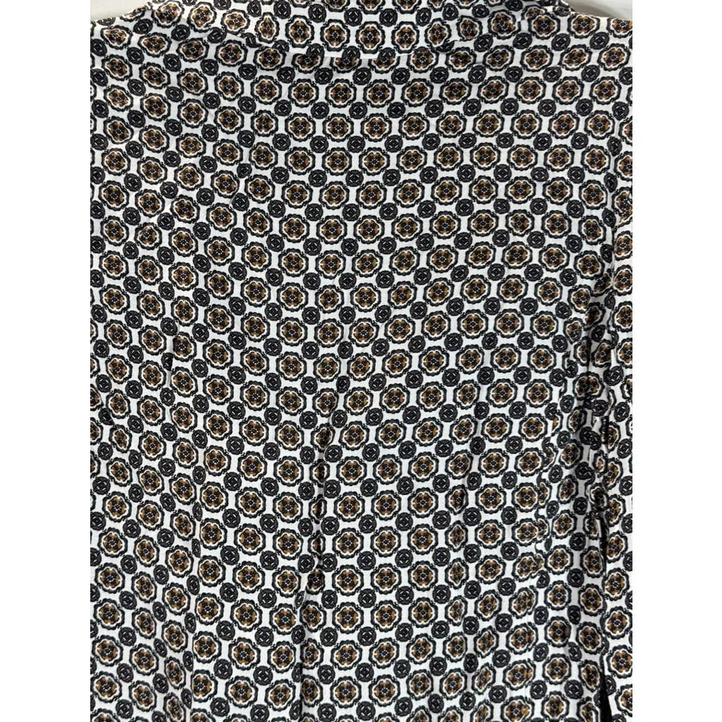 LEITH Women's Black/Brown Printed Double-Breasted Two-Button Blazer SZ M