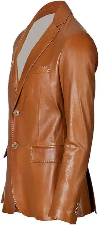 Men's TWO BUTTON Leather Blazer TB007