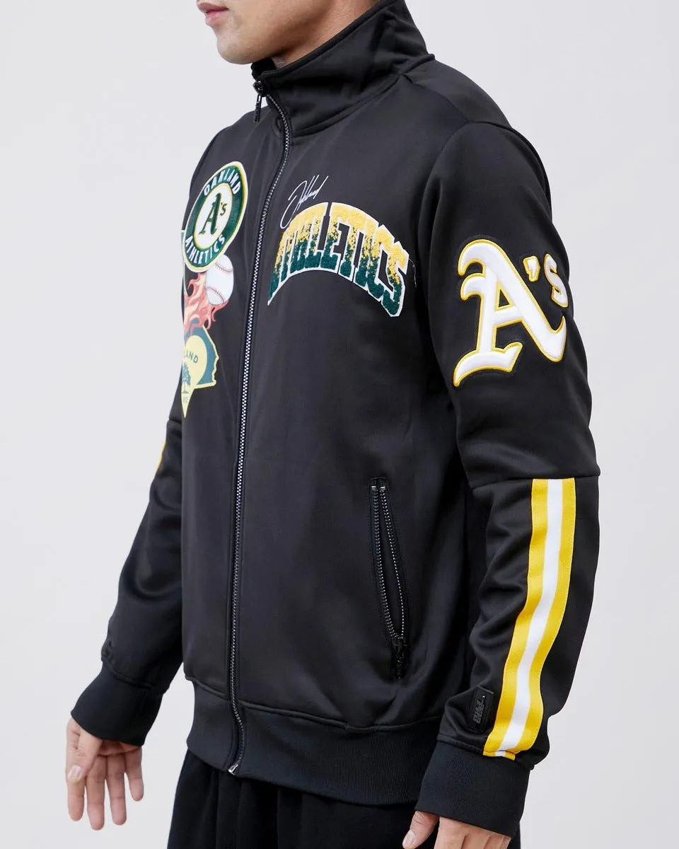 MLB OAKLAND ATHLETICS HOMETOWN MEN'S TRACK JACKET (BLACK/YELLOW)