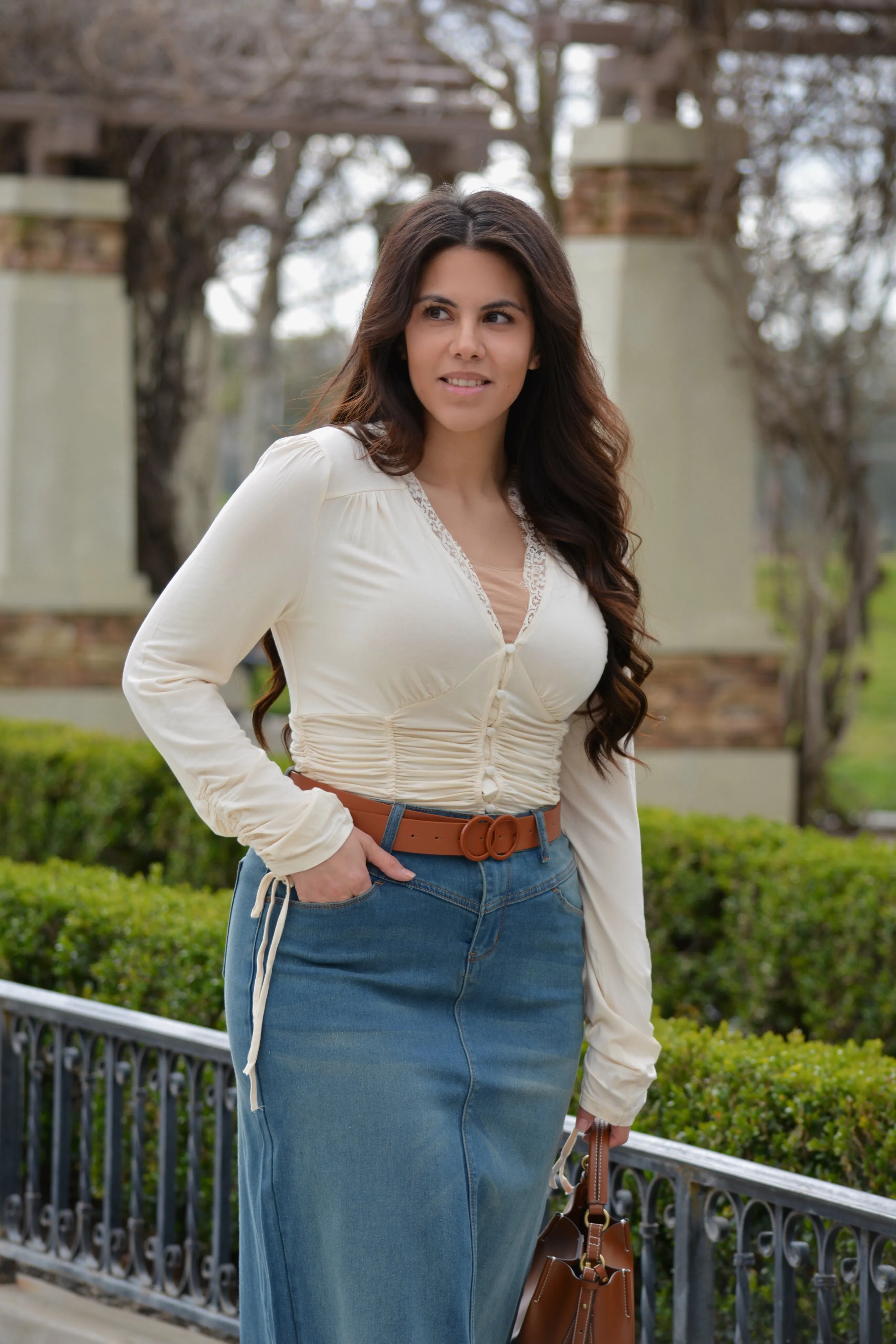 Rupali Cream Rouched Top