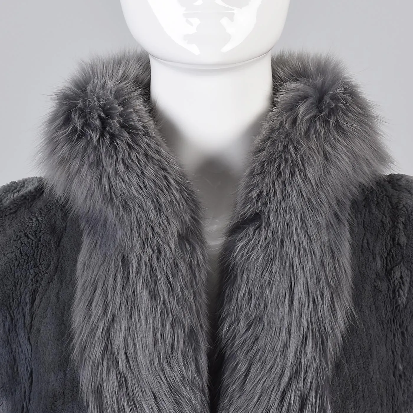 Saks Fifth Avenue Revillon Full Length Sheared Beaver Coat with Fox Fur Tuxedo
