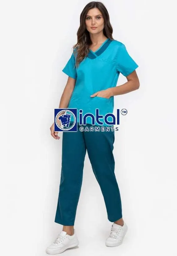 SCRUBSUIT 14 Standard Mock Wrap Lhacose Polycotton Regular/Jogger 4-Pocket Pants or Cargo 6 Pocket Pants Unisex Scrubs  Aqua & Teal Blue