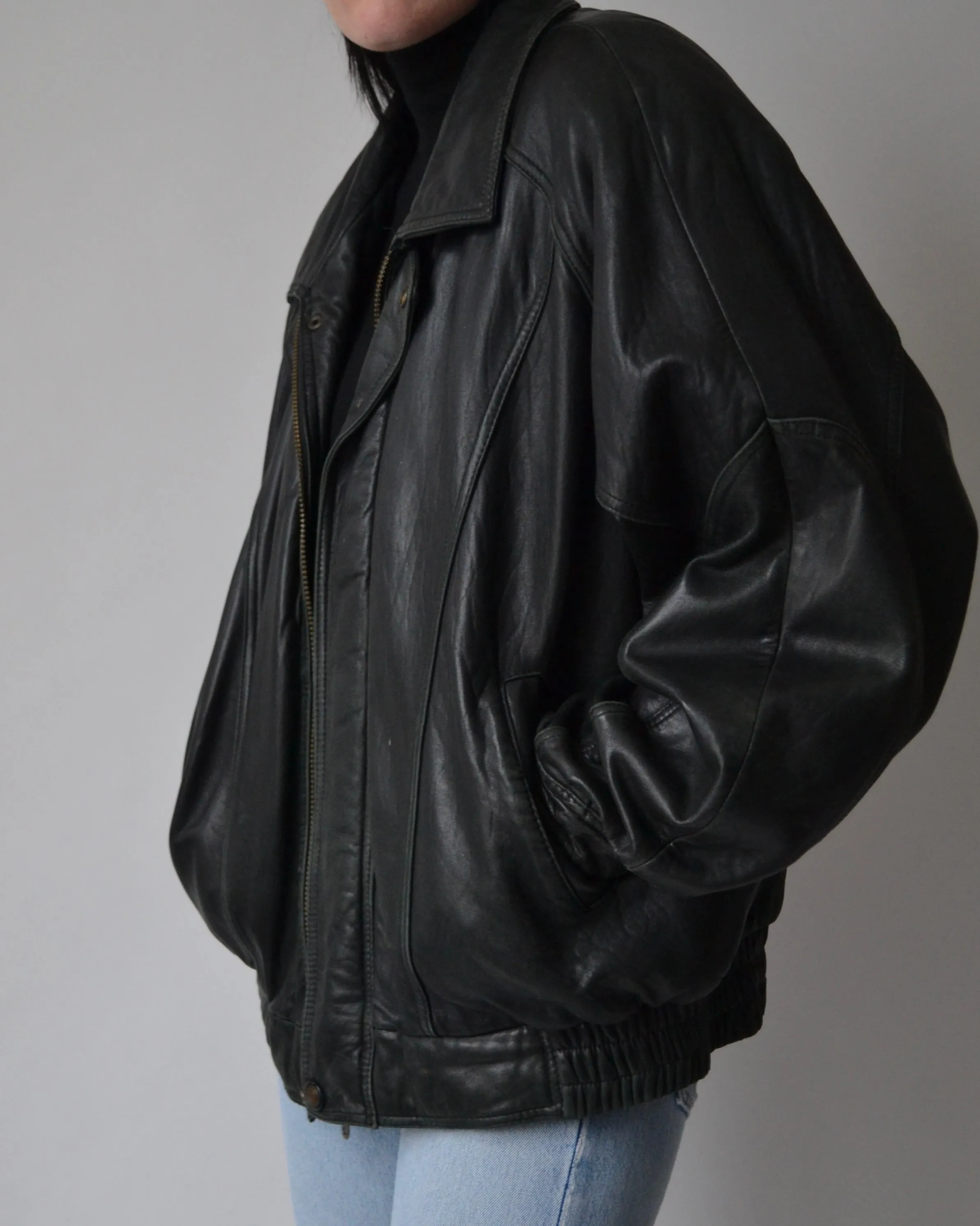Vintage Black Danier Leather Bomber