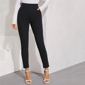 Women's Autumn High-Waist Skinny Leggings With Pockets